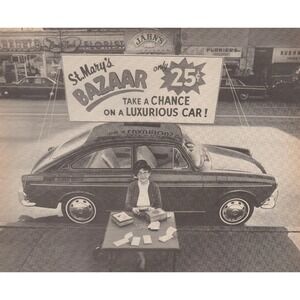 1969 Volkswagen Fastback Vintage Print Ad St. Mary's Bazaar Mid Century Cars